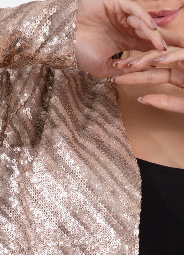 Outlet - Casaco Dourado em Paetê com Mangas Longas 3