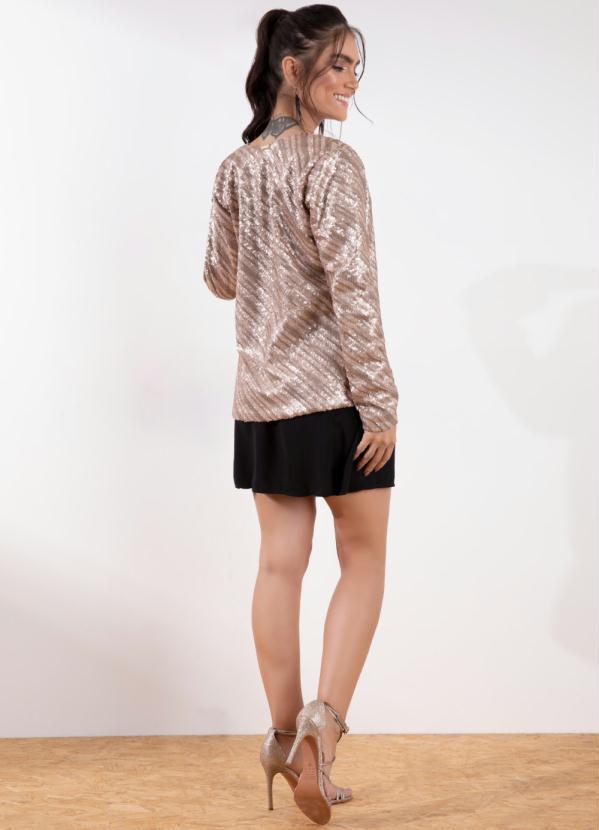 Outlet - Casaco Dourado em Paetê com Mangas Longas 5