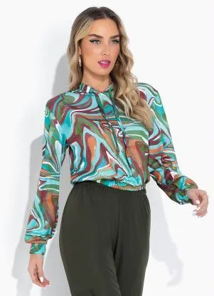 Moda Pop - Casaco Efeito Líquido Turquesa com Capuz - MODA POP