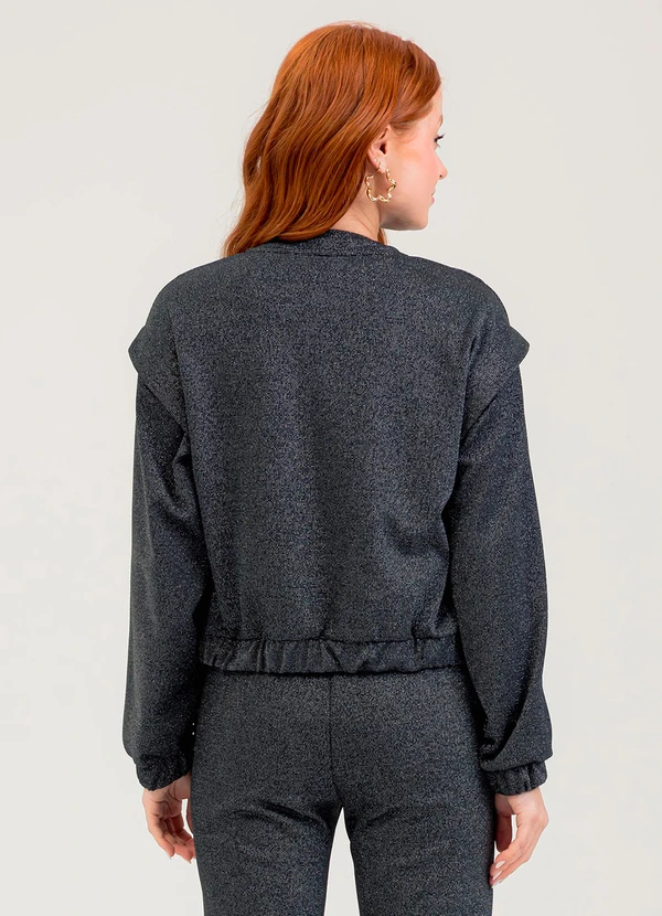 Cativa - Casaco em Canelado com Brilho  You Preto 2