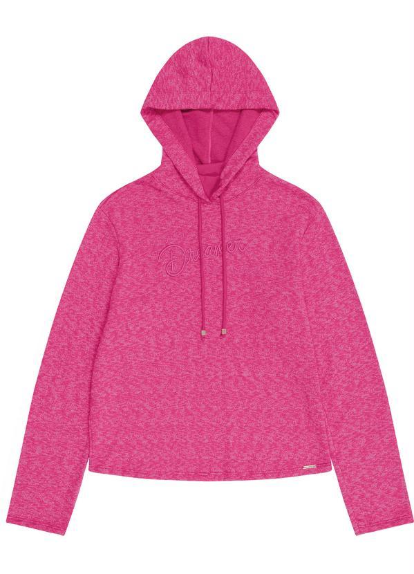 Casaco em Moletom com Capuz Rosa Cativa
