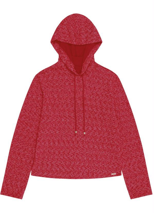 Cativa Casaco em Moletom com Capuz Vermelho