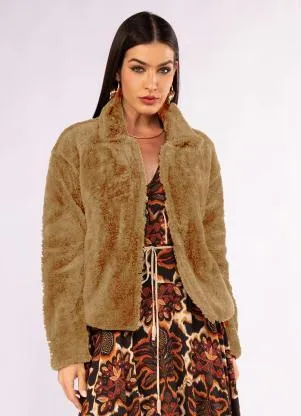 Casaco em Pelo Sherpa Marrom Doce Trama