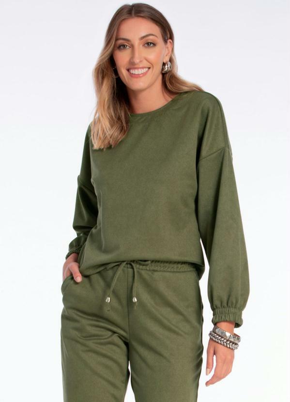 Doce Trama - Casaco em Suede Twill Verde Militar