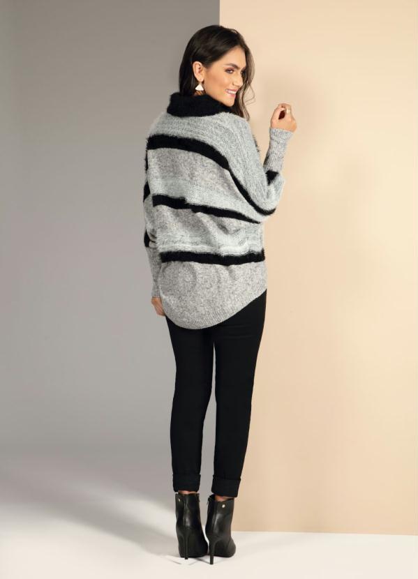 Quintess - Casaco em Tricô Mullet Cinza e Preto 2