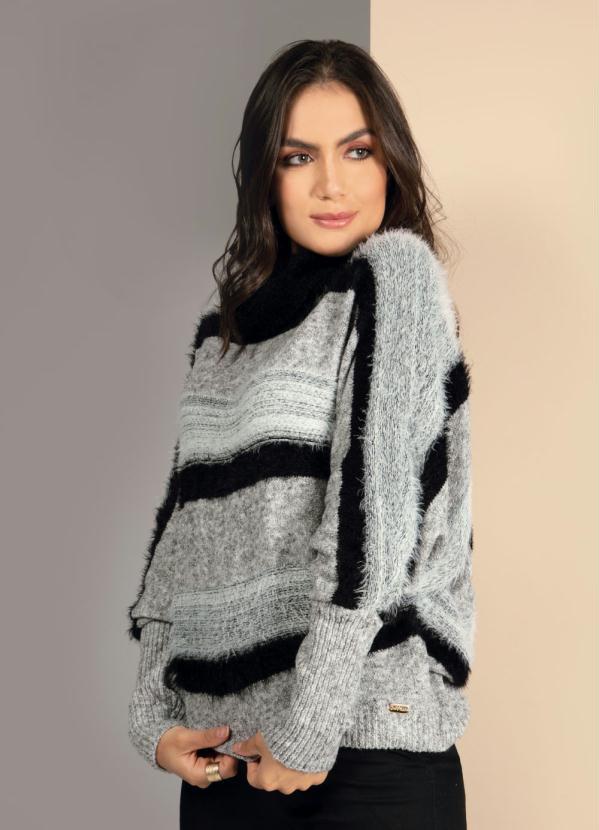 Quintess - Casaco em Tricô Mullet Cinza e Preto 3