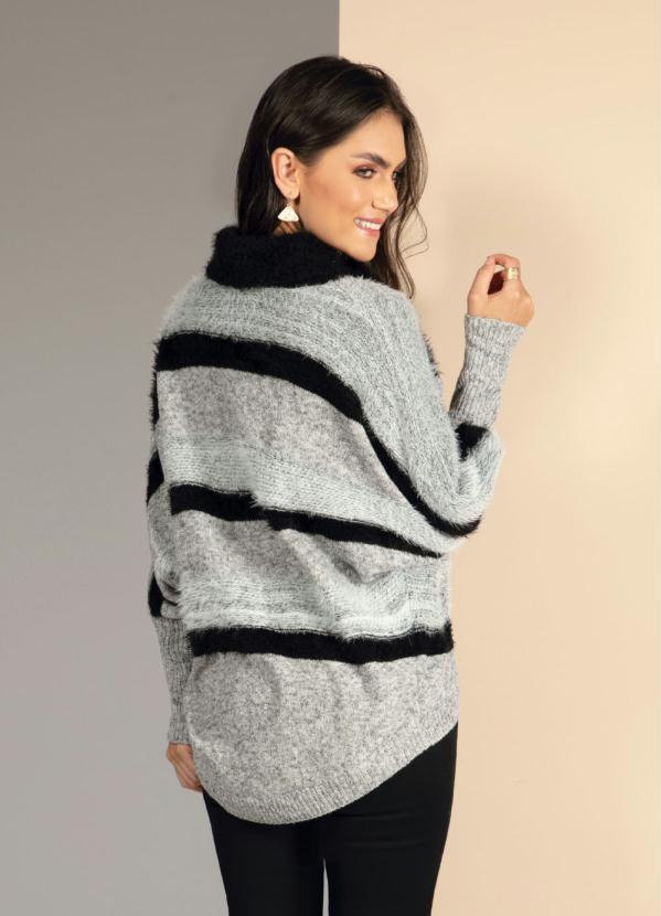 Quintess - Casaco em Tricô Mullet Cinza e Preto 4