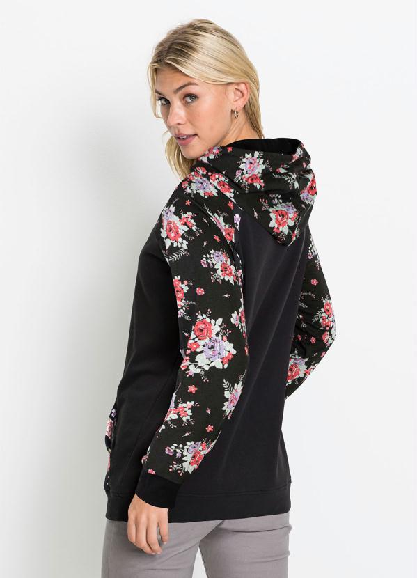 Outlet - Casaco Estampado com Capuz Floral Dark 2