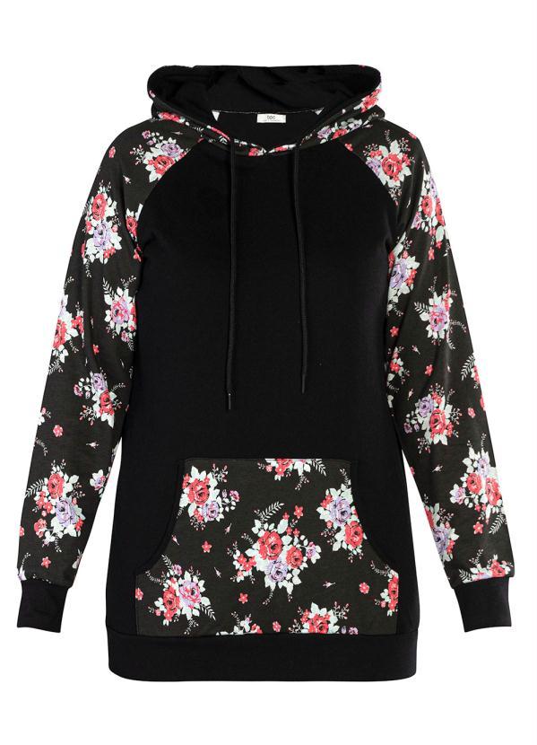 Outlet - Casaco Estampado com Capuz Floral Dark 3