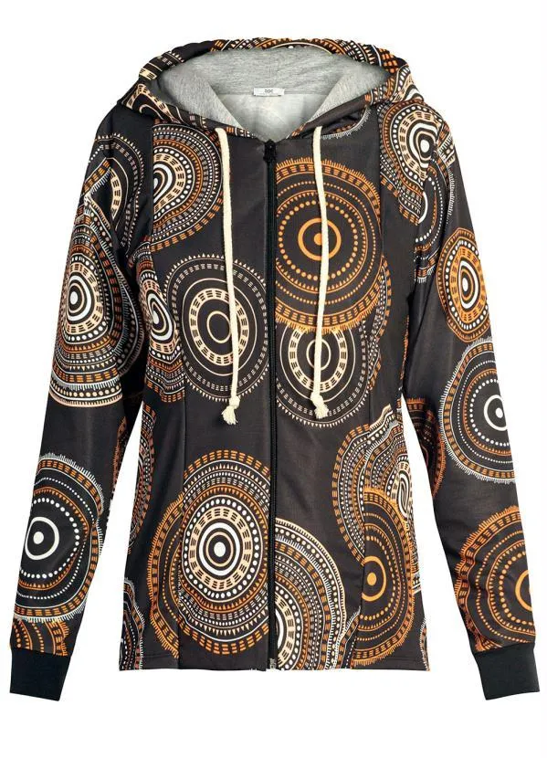 bonprix - Casaco Estampado com Zíper Preto/Laranja 2