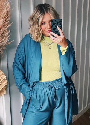 Marialícia - Casaco Feminino Adulto Azul - MARIALÍCIA