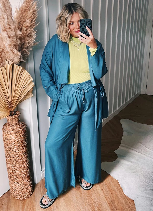 Marialícia - Casaco Feminino Adulto Azul 2