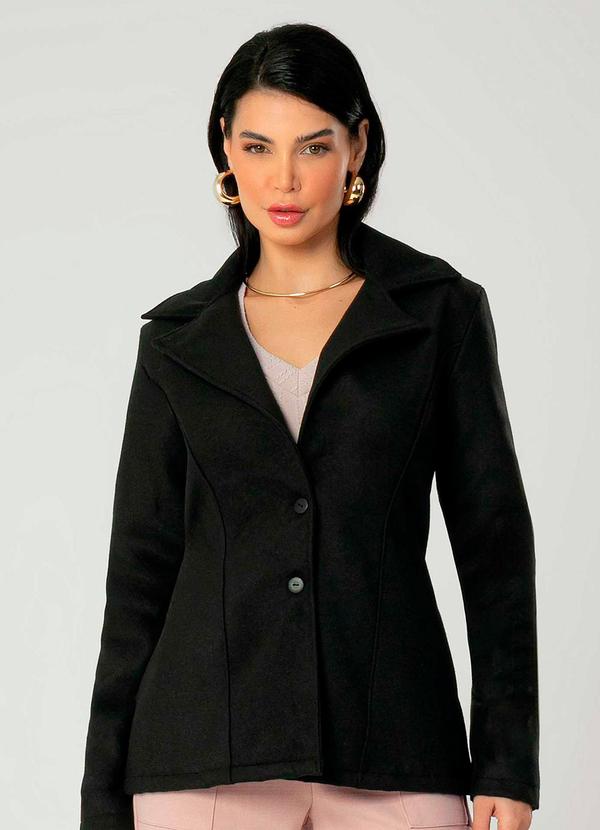 Gris - Casaco Feminino Adulto de Lã Preto