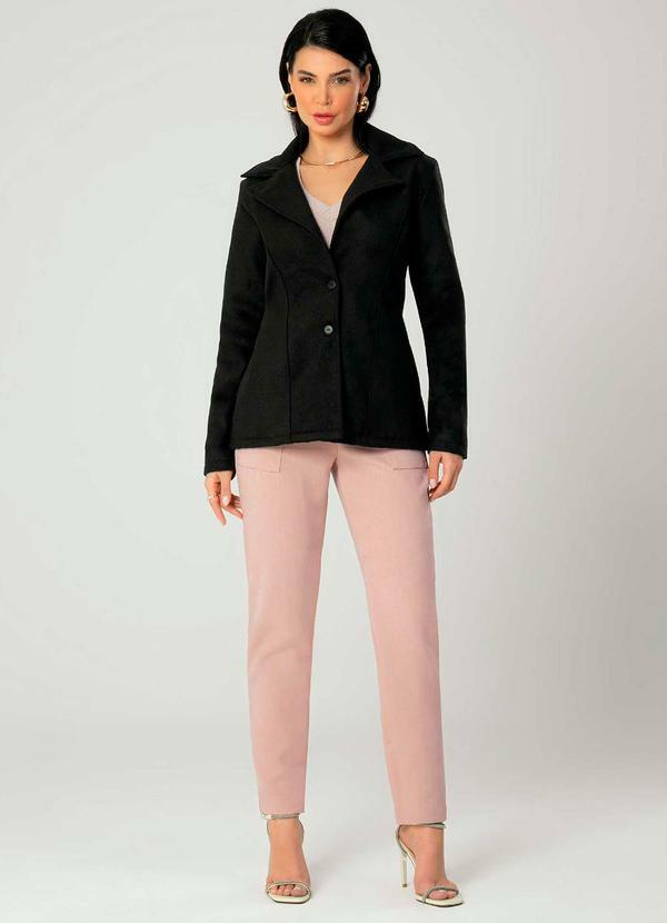 Gris - Casaco Feminino Adulto de Lã Preto 2