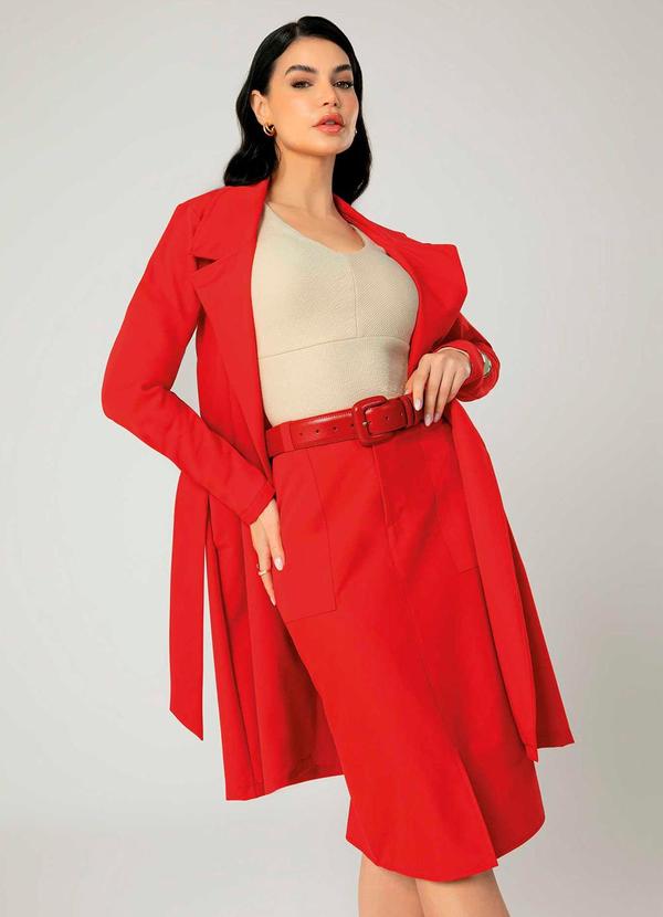 Gris - Casaco Feminino Adulto Vermelho 2