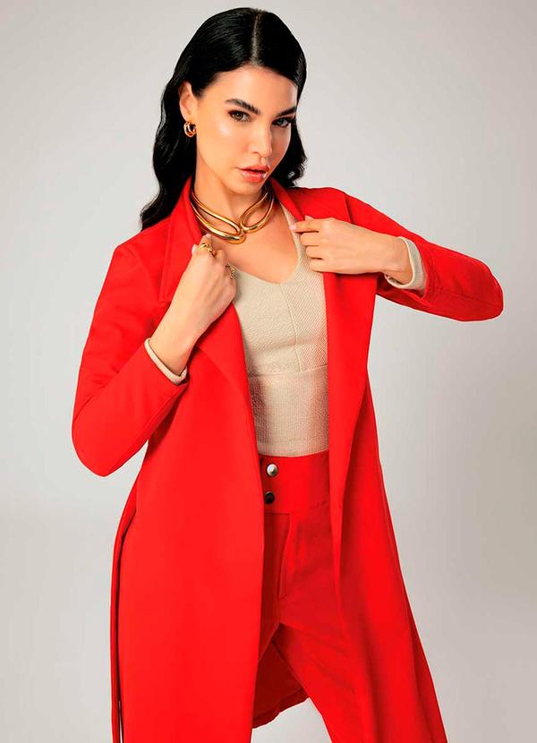 Gris - Casaco Feminino Adulto Vermelho 4