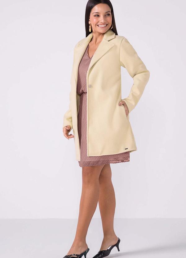 Marialícia - Casaco Feminino Alongado Lã Batida Bege 2