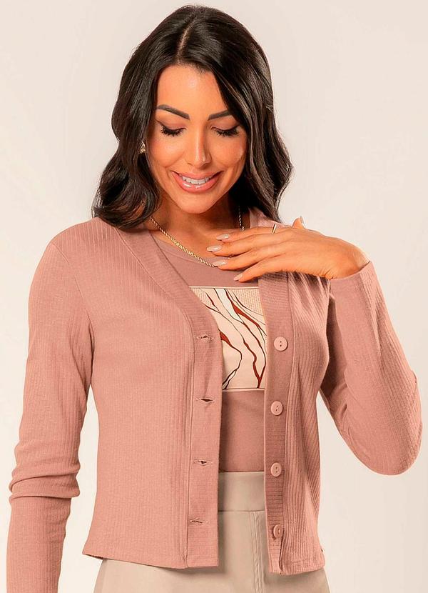 Cativa - Casaco Feminino Canelado Marrom