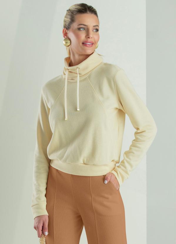 Gris - Casaco Feminino de Tricô com Gola Alta Bege 1