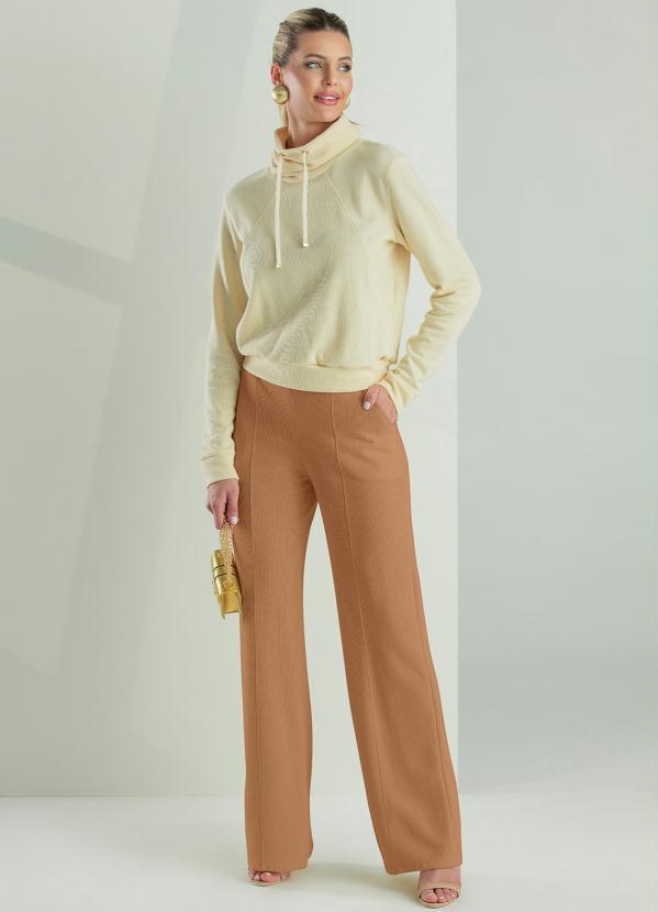 Gris - Casaco Feminino de Tricô com Gola Alta Bege 2