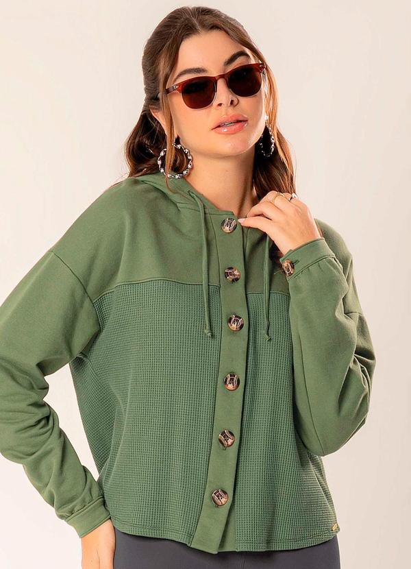 Cativa - Casaco Feminino de Tricô e Moletom Verde