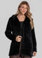 Dianna - Casaco Feminino em Malha Pelo Safira Preto - variação: Preto