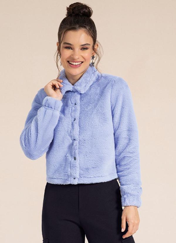 Bjoe - Casaco Feminino em Tecido Peluciado Juvenil Roxo