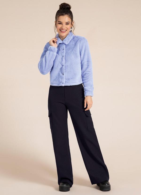 Bjoe - Casaco Feminino em Tecido Peluciado Juvenil Roxo 2