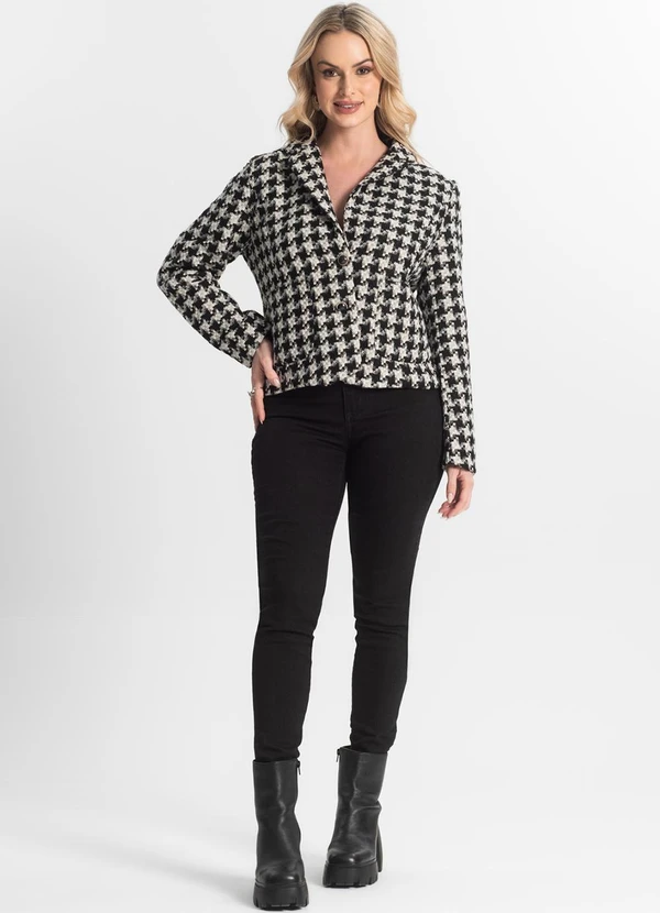 Rovitex - Casaco Feminino Tweed com Botões Giada Preto 3