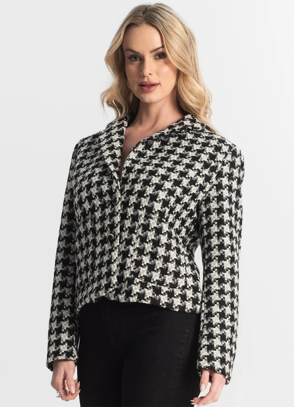 Rovitex - Casaco Feminino Tweed com Botões Giada Preto 4