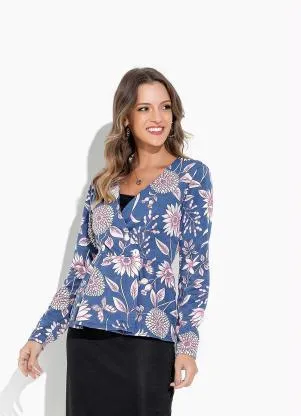 Rosalie - Casaco Floral Azul Peplum - ROSALIE