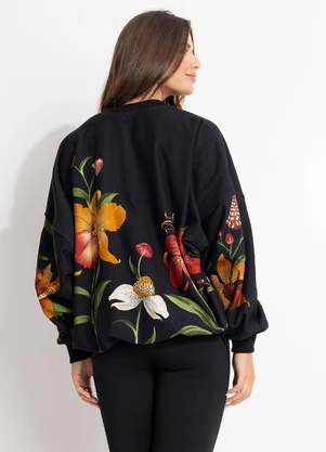 Farm - Casaco Floral Diva Preto - FARM