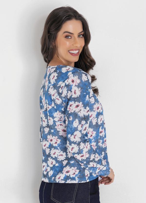 Outlet - Casaco Floral Marinho com Faixa 2