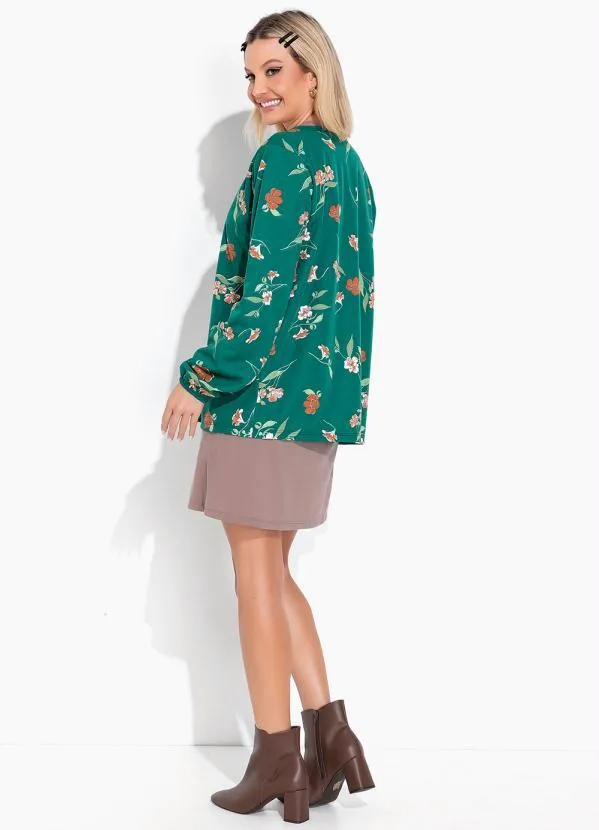 Moda Pop - Casaco Floral Verde com Mangas Bufantes 4