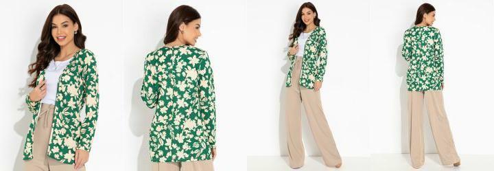 Casaco Floral Verde com Mangas Longas