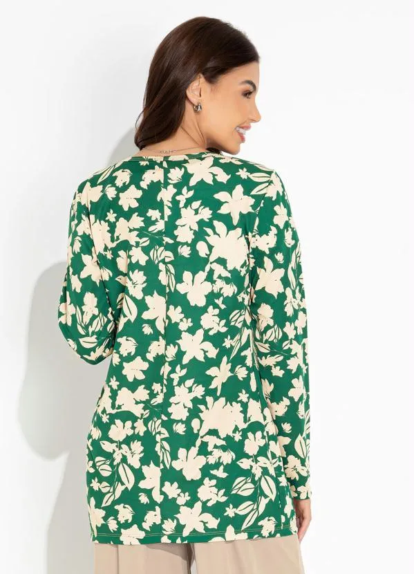 Moda Pop - Casaco Floral Verde com Mangas Longas 2