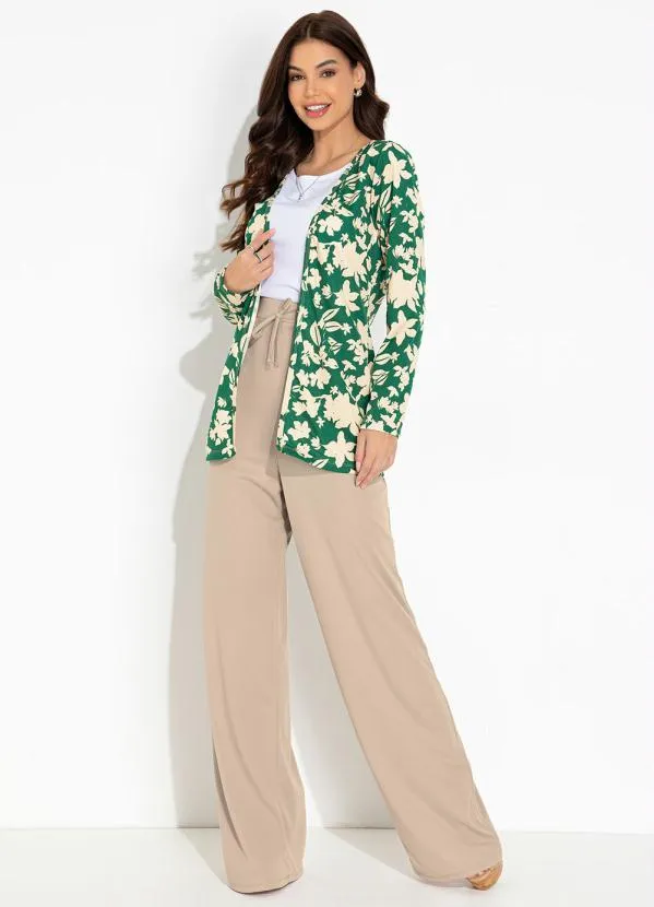 Moda Pop - Casaco Floral Verde com Mangas Longas 3