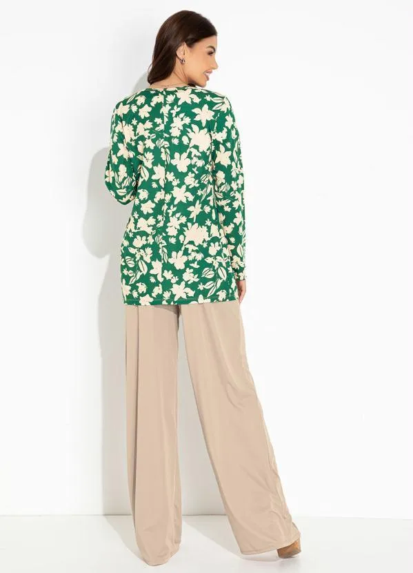 Moda Pop - Casaco Floral Verde com Mangas Longas 4