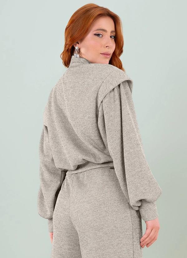 Angel - Casaco Gola Alta Malha Lurex Cinza 2