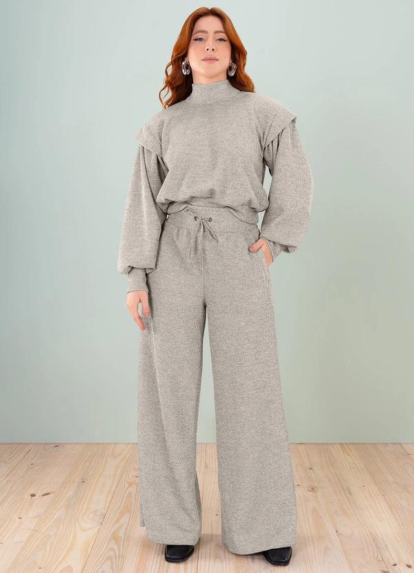 Angel - Casaco Gola Alta Malha Lurex Cinza 3