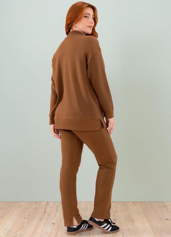 Angel - Casaco Gola Alta Molecotton Marrom 3