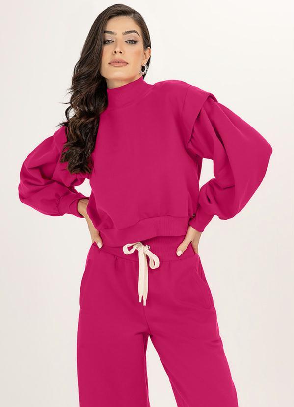 Angel - Casaco Gola Alta Moletom Rosa