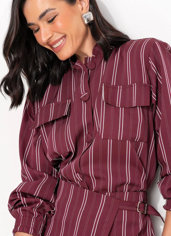 Quintess - Casaco Listrado Vermelho em Tecido de Alfaiataria 6