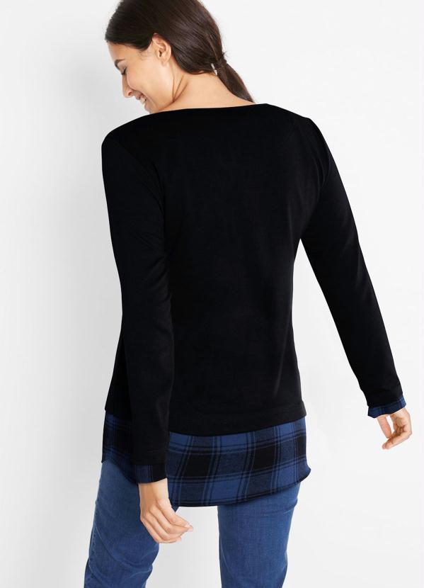 Queima Estoque - Casaco Manga Longa Preto/Azul 2