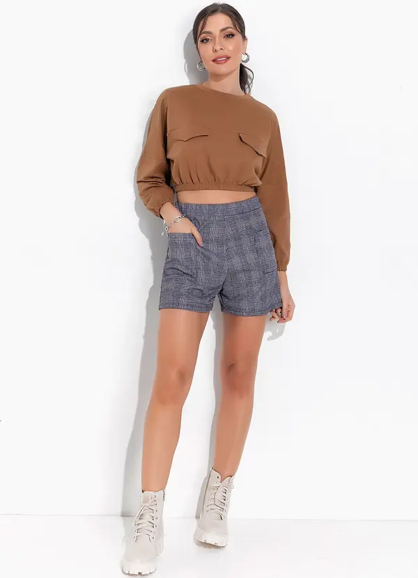 Moda Pop - Casaco Marrom com Elástico na Barra 3