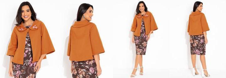 Casaco Marrom com Flor Bordada