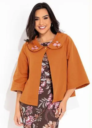 Rosalie - Casaco Marrom com Flor Bordada - ROSALIE