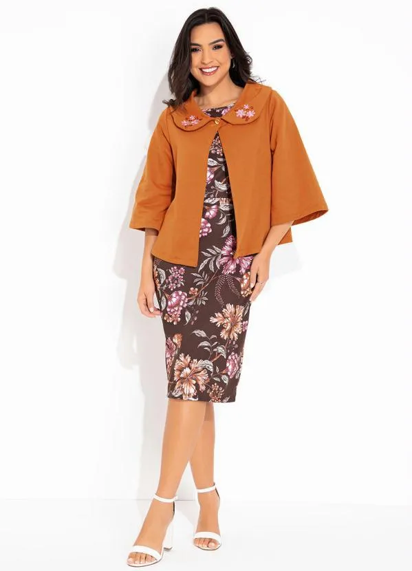 Rosalie - Casaco Marrom com Flor Bordada 3