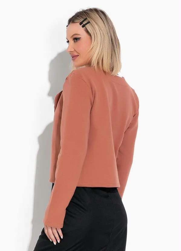 Moda Pop - Casaco Marrom com Gola 2