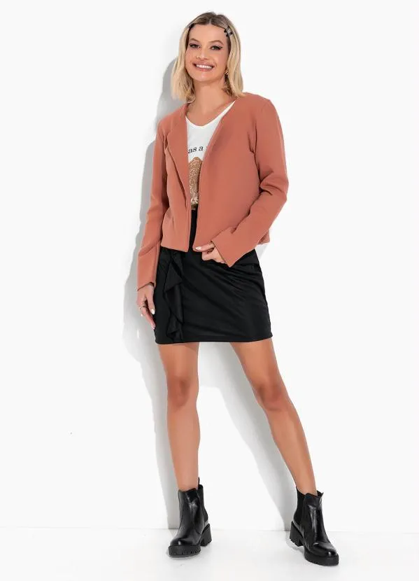 Moda Pop - Casaco Marrom com Gola 3